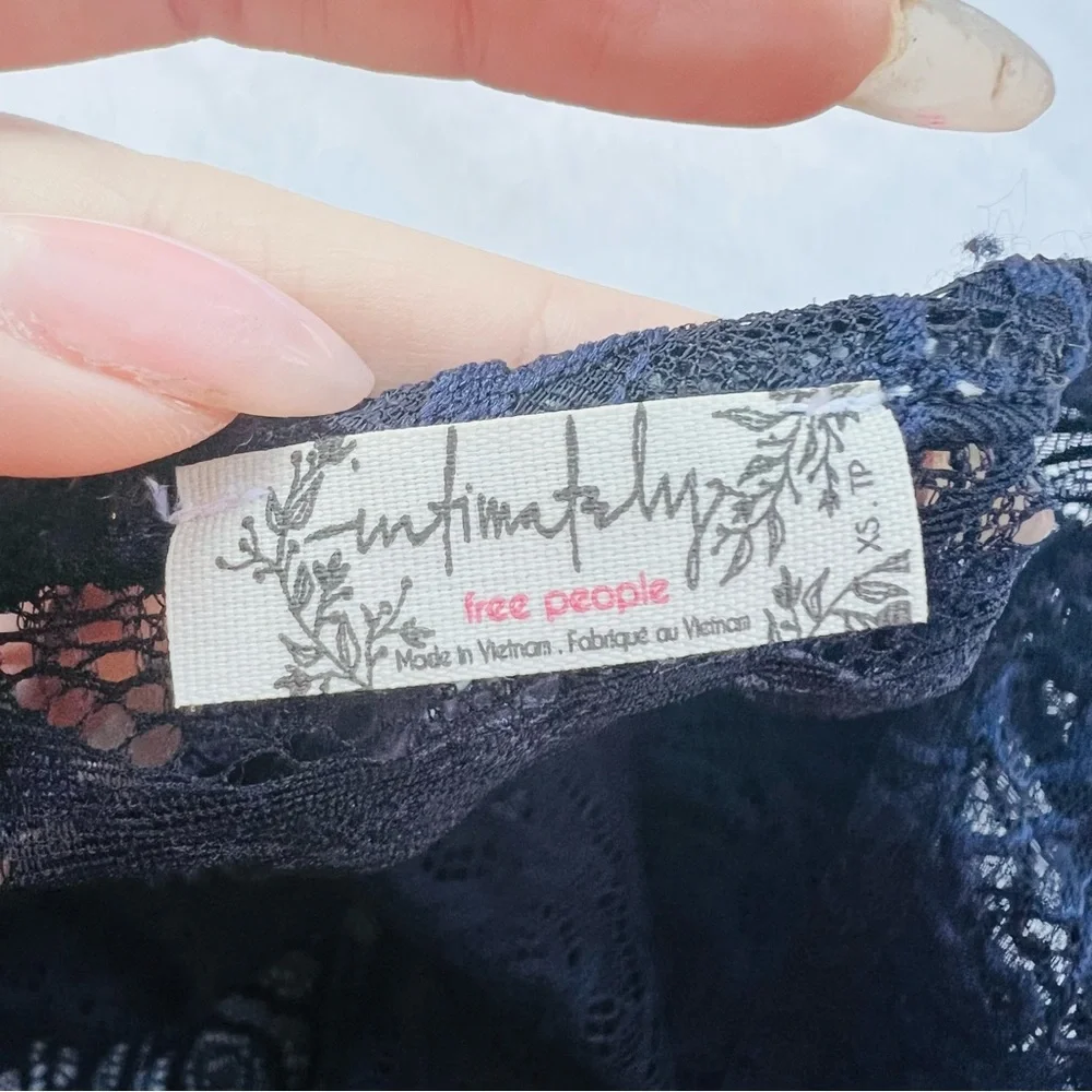 FREE PEOPLE In My Head Sheer Lace Bodysuit In Navy - XS - NWT